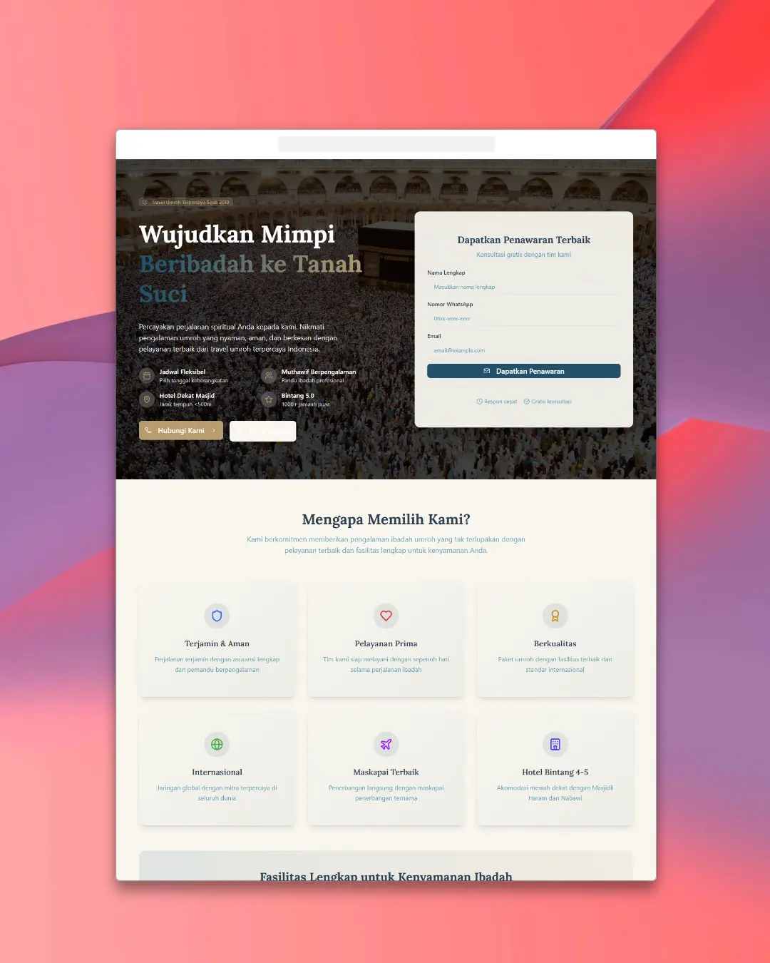 website travel umroh design premium